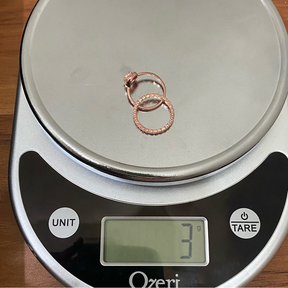 Morganite 925 Rose Gold Solitaire & Eternity Engagement Ring Set Size 7 3g - Picture 14 of 16